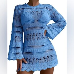 Blue Crochet Coverup Dress Size M